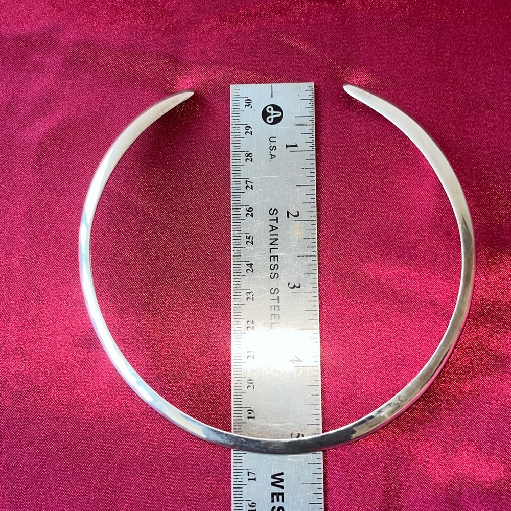 Structural Solid Sterling Silver Cuff Necklace. T… - image 6